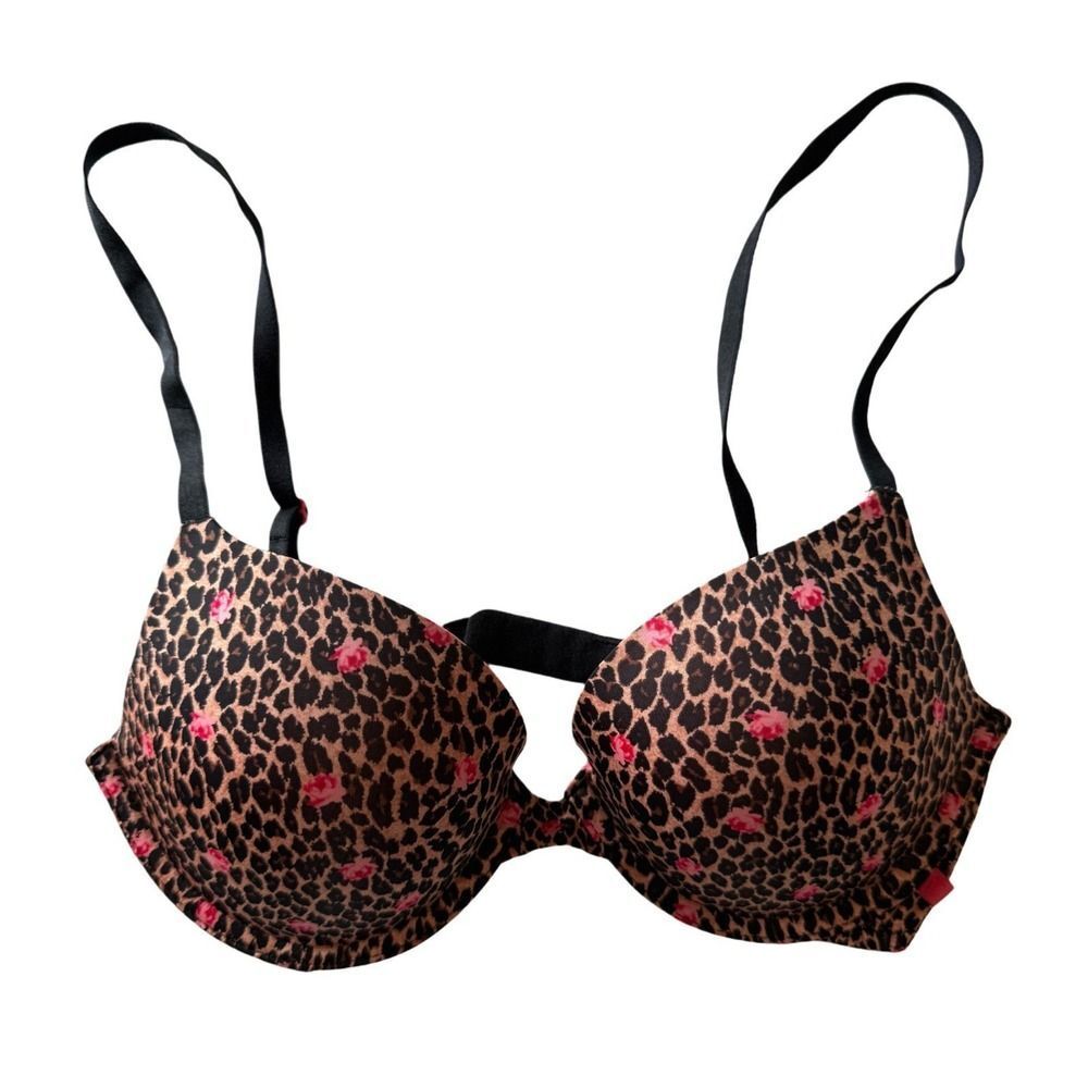Victoria's Secret Leopard‎ Floral Push Up Bra Padded Animal Print Adjustable 32D